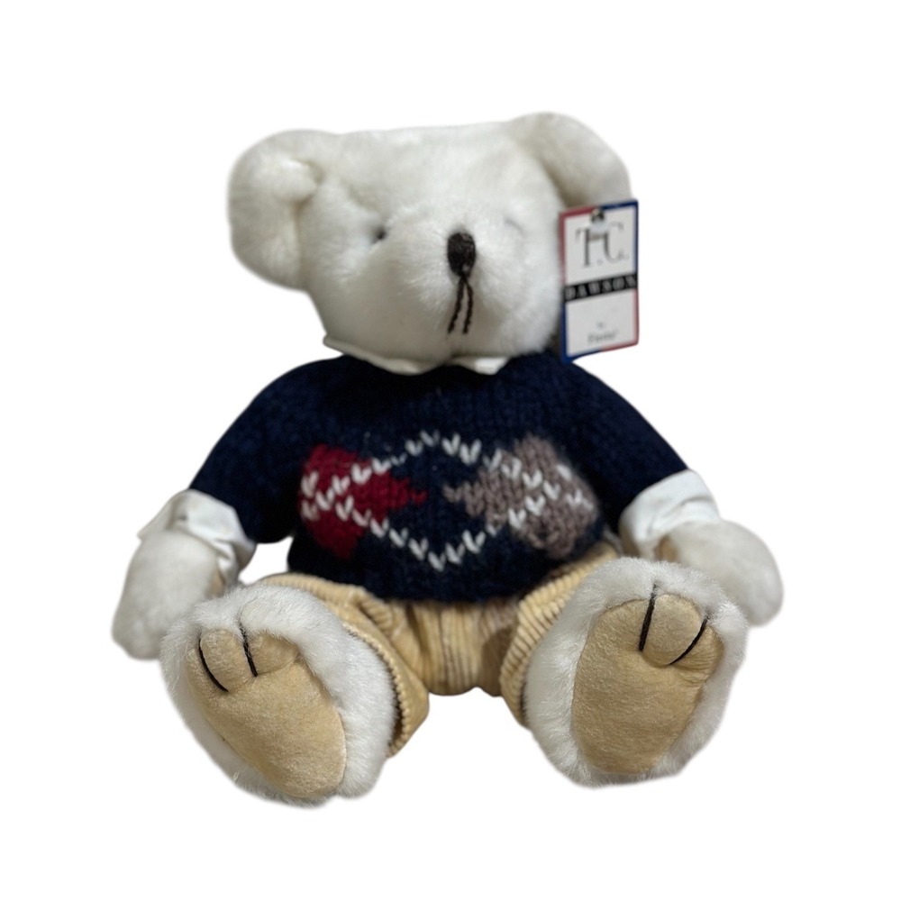 T.C.‎ Dawson by Fiesta Nicolas Bear Plush White 1995 Vintage Argyle Sweater 1412